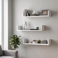 Dark Megapap melamine wall shelves set of 3 in white color 60x15x12cm.