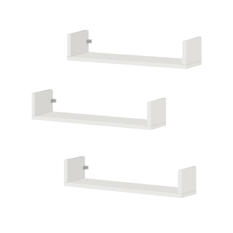 Dark Megapap melamine wall shelves set of 3 in white color 60x15x12cm.