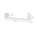 Dark Megapap melamine wall shelves set of 3 in white color 60x15x12cm.
