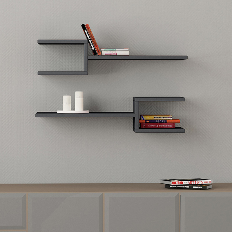 Fork Megapap melamine 2 pieces wall shelves in anthracite color 75x19,5x18cm.