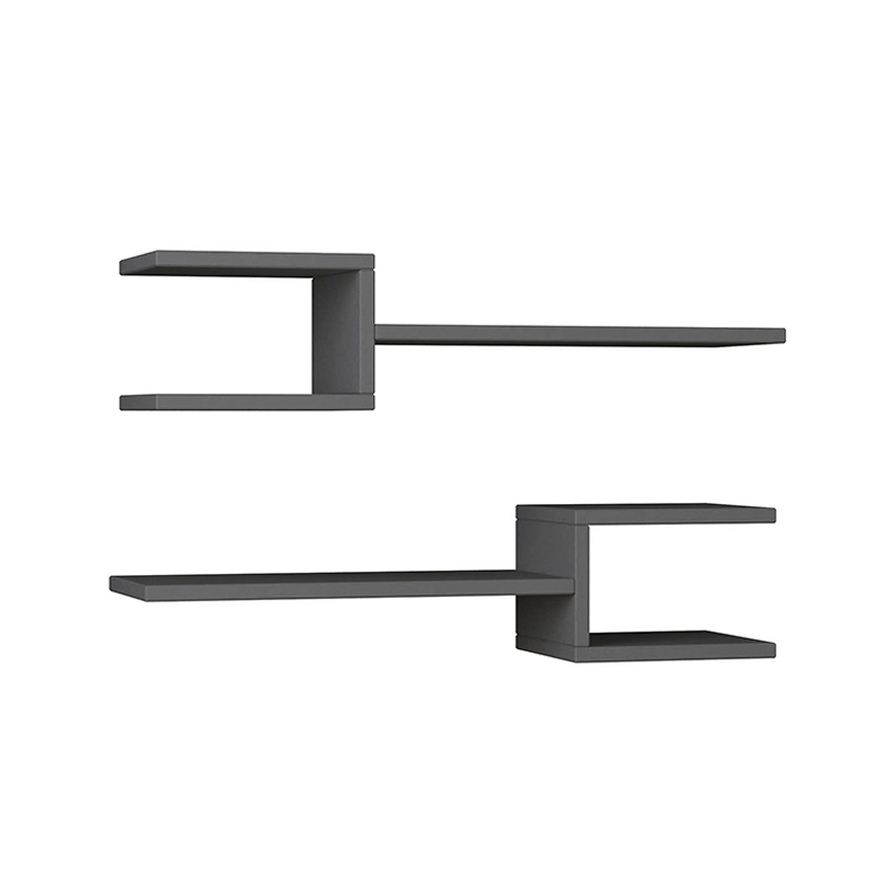 Fork Megapap melamine 2 pieces wall shelves in anthracite color 75x19,5x18cm.