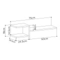 Fork Megapap melamine 2 pieces wall shelves in white color 75x19,5x18cm.