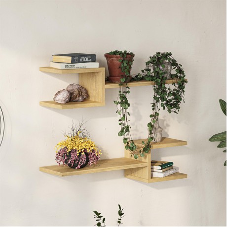 Ραφιέρα τοίχου Fork Megapap 2 τεμαχίων χρώμα sapphire oak 75x19,5x18εκ.
