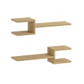 Fork Megapap melamine 2 pieces wall shelves in sapphire oak color 75x19,5x18cm.