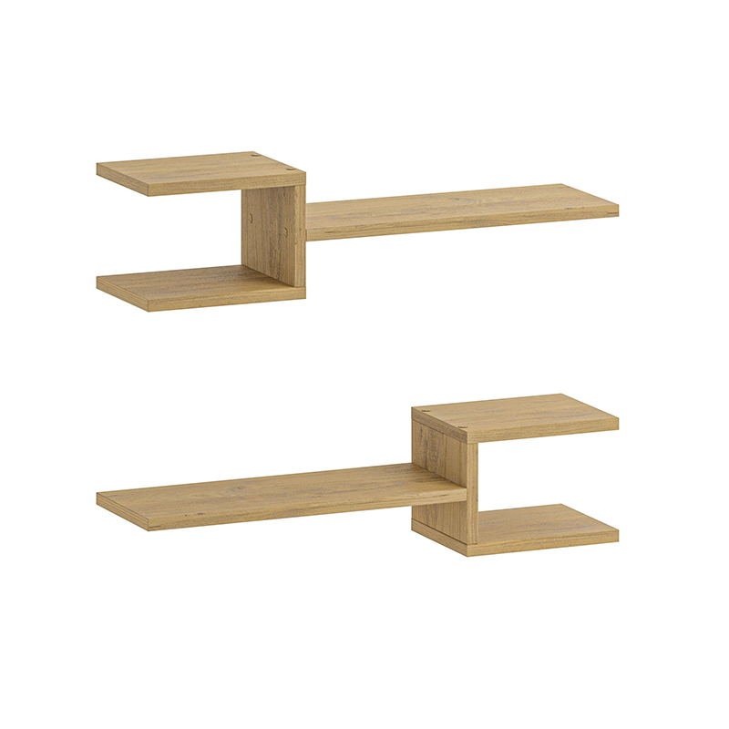 Fork Megapap melamine 2 pieces wall shelves in sapphire oak color 75x19,5x18cm.