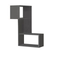 Part Megapap corner melamine wall shelf in anthracite color 47x20x82cm.