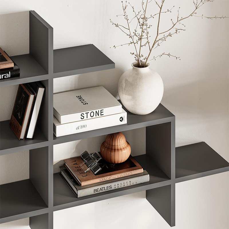 Halic Megapap melamine wall shelf in anthracite color 150x22x82cm.