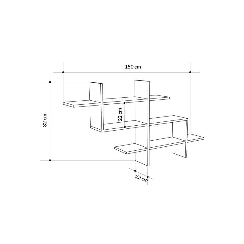 Halic Megapap melamine wall shelf in anthracite color 150x22x82cm.