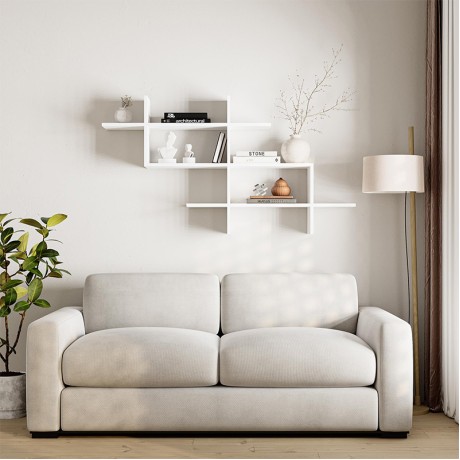 Ραφιέρα τοίχου Halic Megapap χρώμα λευκό 150x22x82εκ.