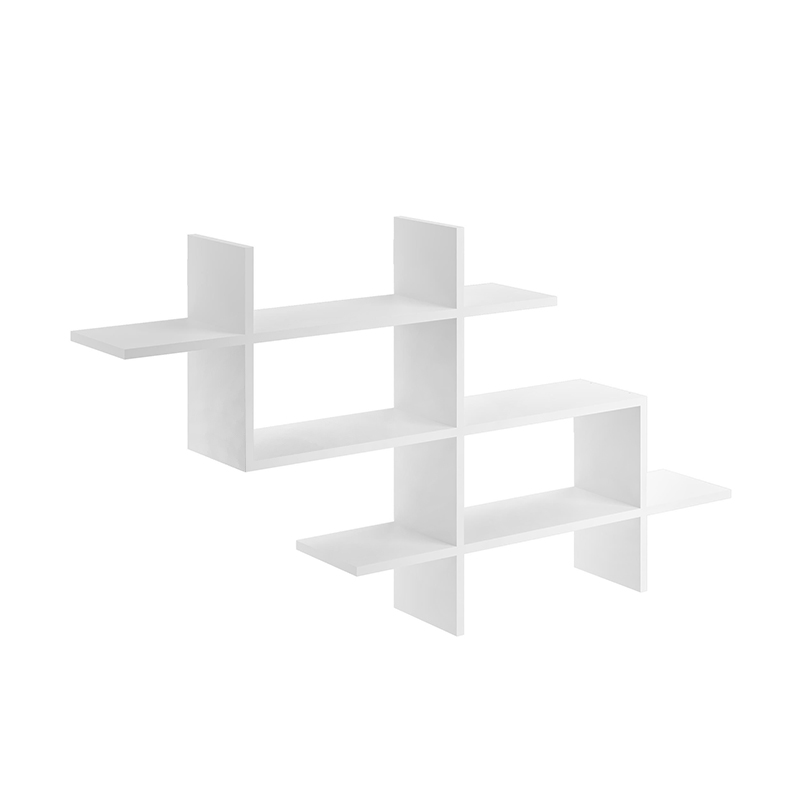 Halic Megapap melamine wall shelf in white color 150x22x82cm.