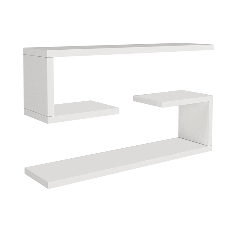 Jenika Megapap melamine 2 pieces wall shelf in white color 60x14,5x18cm.