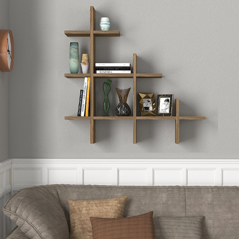 Juke Megapap melamine wall self in walnut color 81,8x18x80cm.