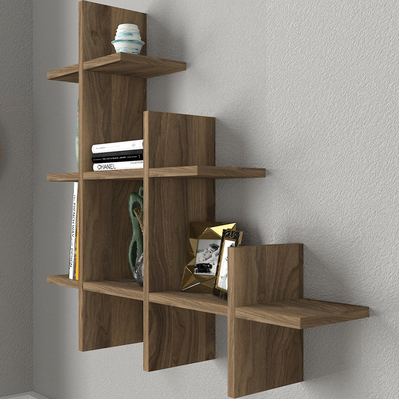 Juke Megapap melamine wall self in walnut color 81,8x18x80cm.