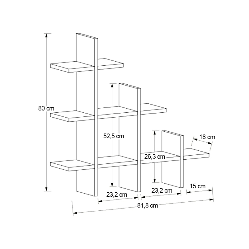 Juke Megapap melamine wall self in white color 81,8x18x80cm.