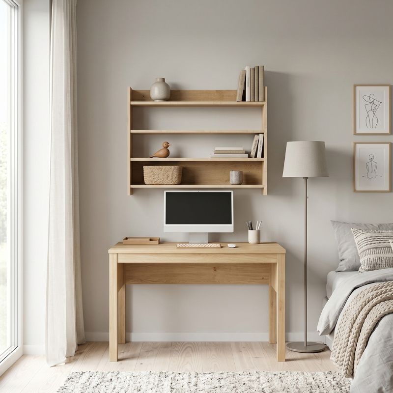 Lane Megapap melamine wall shelf in sapphire oak color 85x15x66cm.