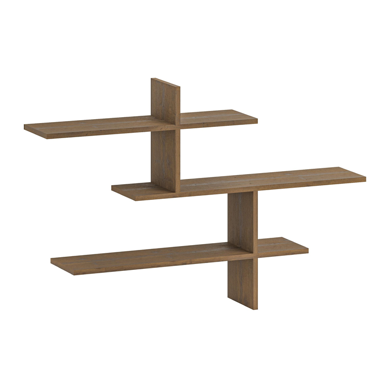 Leo Megapap melamine wall shelf in light brown color 123x22x80cm.
