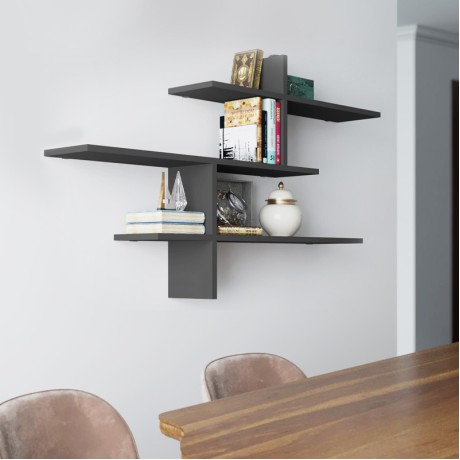 Ραφιέρα τοίχου Leo Megapap χρώμα ανθρακί 123x22x80εκ.
