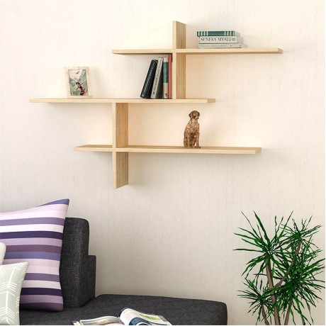 Ραφιέρα τοίχου Leo Megapap χρώμα sapphire oak 123x22x80εκ.