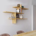 Ραφιέρα τοίχου Leo Megapap χρώμα φυσικό οξιάς 123x22x80εκ.