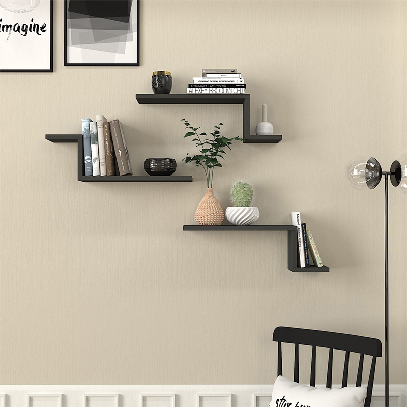 Lowa Megapap melamine 3 pieces wall shelf in anthracite color 57,7x14,5x18cm.