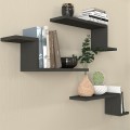 Lowa Megapap melamine 3 pieces wall shelf in anthracite color 57,7x14,5x18cm.