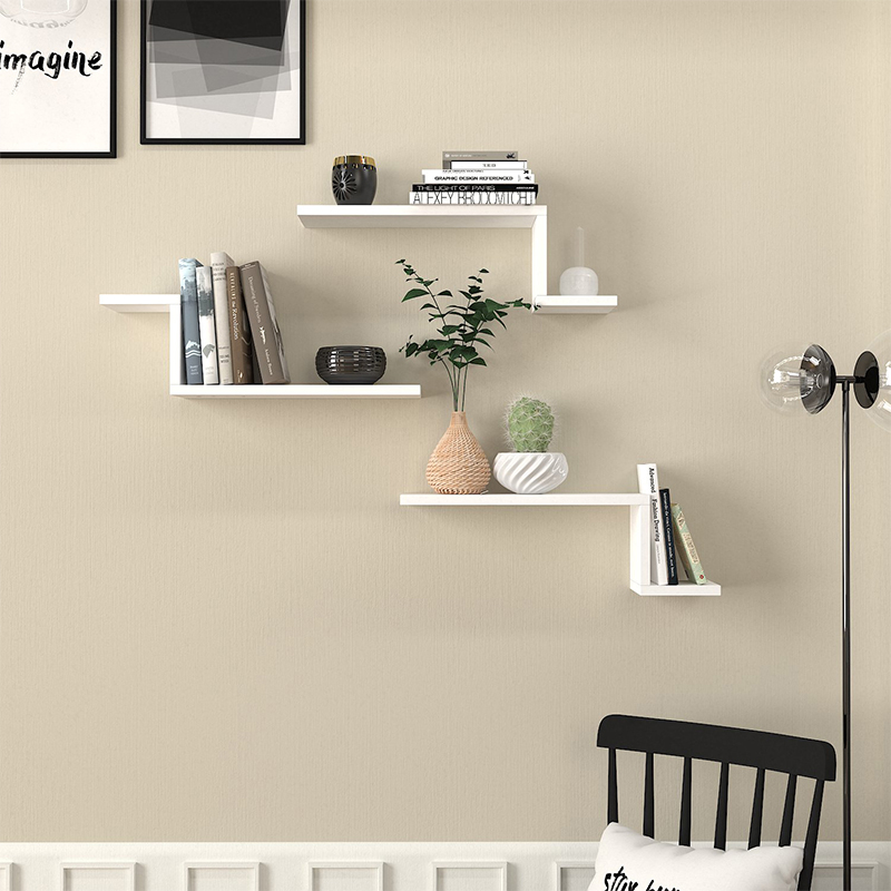 Lowa Megapap melamine 3 pieces wall shelf in white color 57,7x14,5x18cm.
