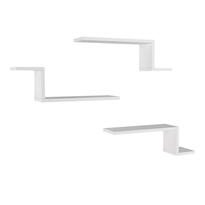 Lowa Megapap melamine 3 pieces wall shelf in white color 57,7x14,5x18cm.