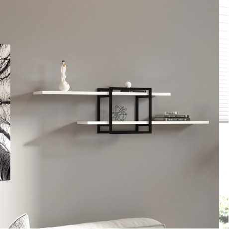 Mone Megapap melamine wall shelf in white color 120x18x30cm.