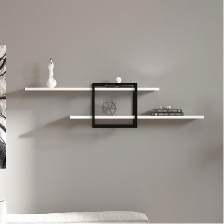 Mone Megapap melamine wall shelf in white color 120x18x30cm.