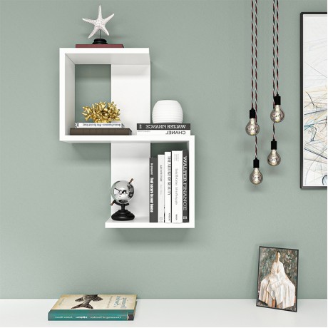 Octa Megapap melamine wall shelf in white color 45x16.4x60cm.
