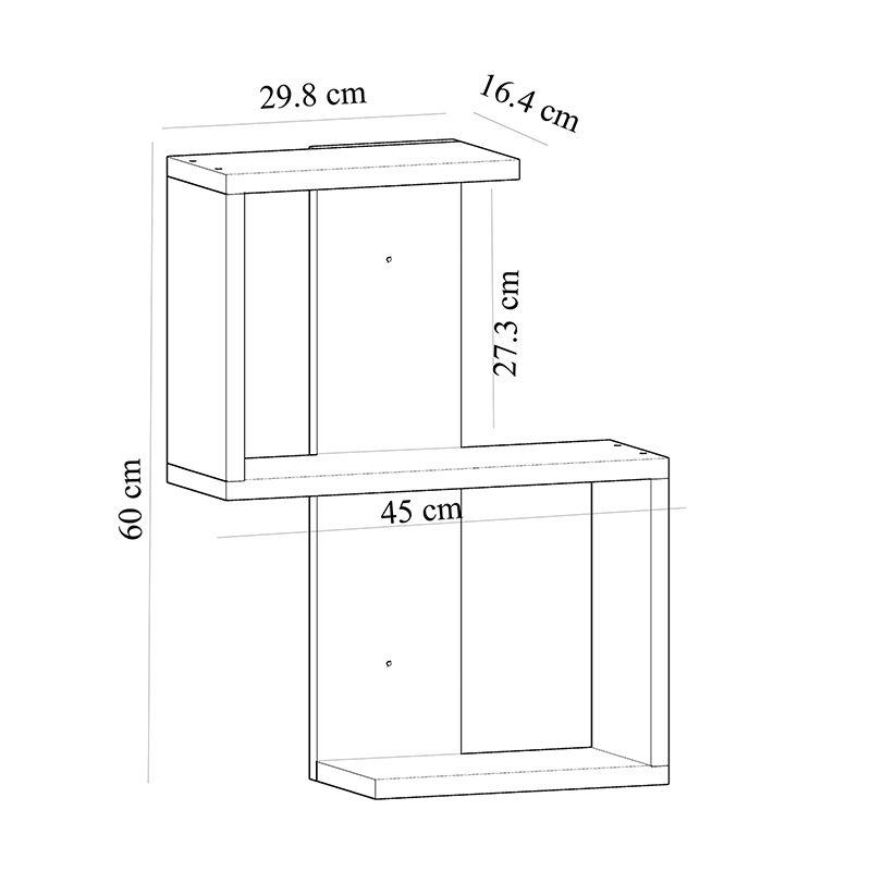 Octa Megapap melamine wall shelf in white color 45x16.4x60cm.