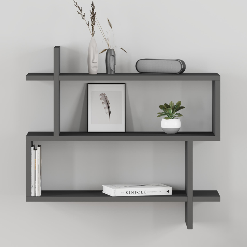 Paralel Megapap melamine wall shelf in anthracite color 70x22x65cm.