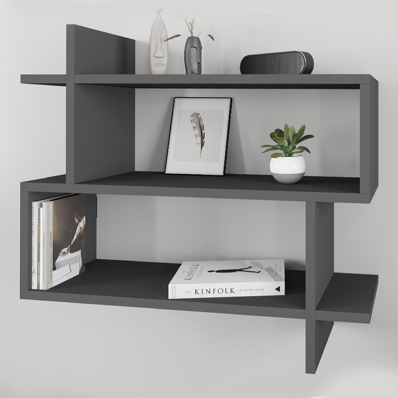 Paralel Megapap melamine wall shelf in anthracite color 70x22x65cm.