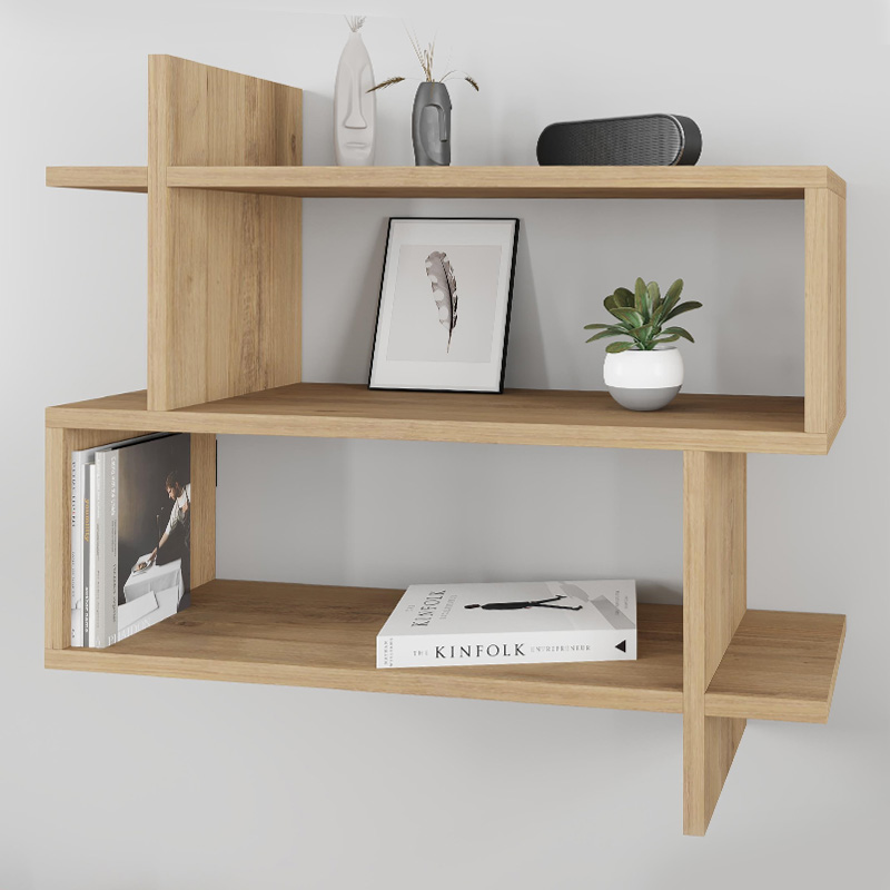 Paralel Megapap melamine wall shelf in natural beech color 70x22x65cm.