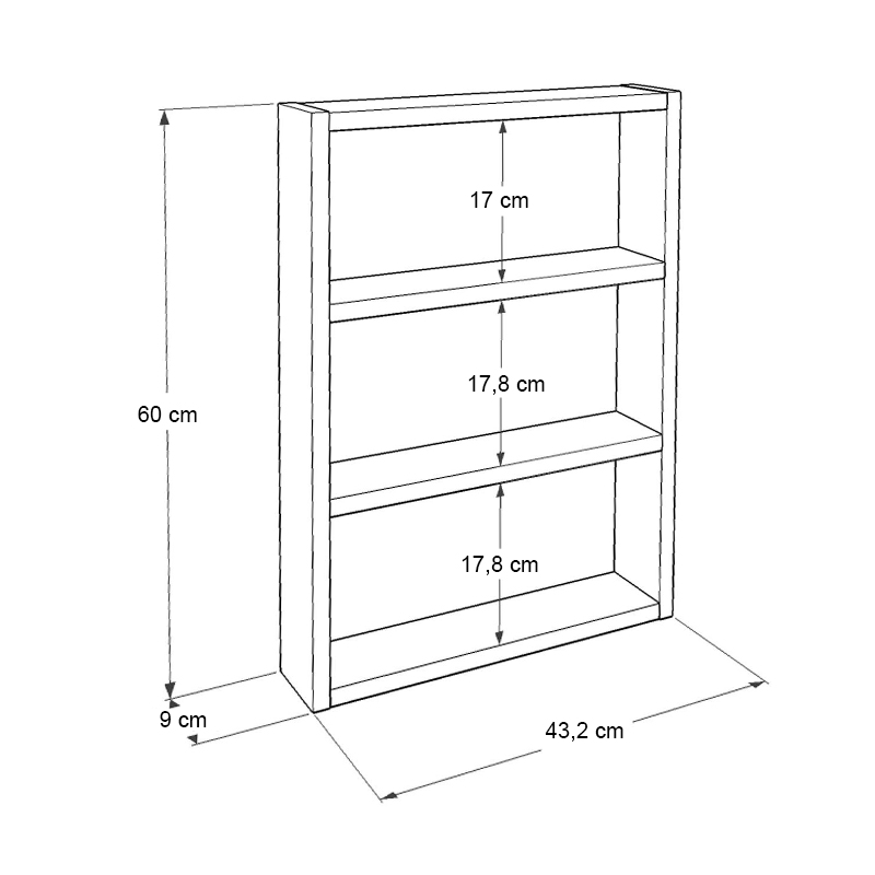 Prena Megapap melamine wall shelf in atlantic pine 43.2x9x60cm.