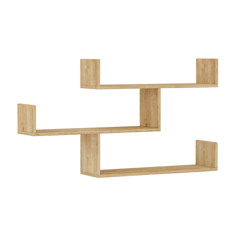 Tibet Megapap melamine wall shelf in natural beech color 119x22x66cm.