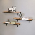 Versa Megapap 3 pieces melamine wall shelves in pine oak color 80x19x17cm.
