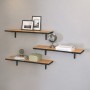 Versa Megapap 3 pieces melamine wall shelves in pine oak color 80x19x17cm.