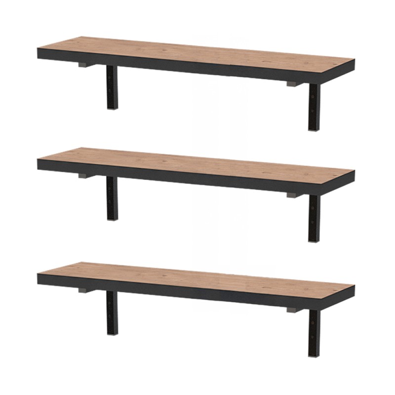 Versa Megapap 3 pieces melamine wall shelves in pine oak color 80x19x17cm.