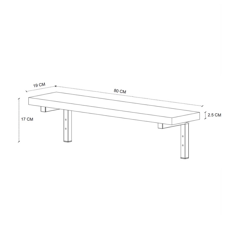 Versa Megapap 3 pieces melamine wall shelves in pine oak color 80x19x17cm.