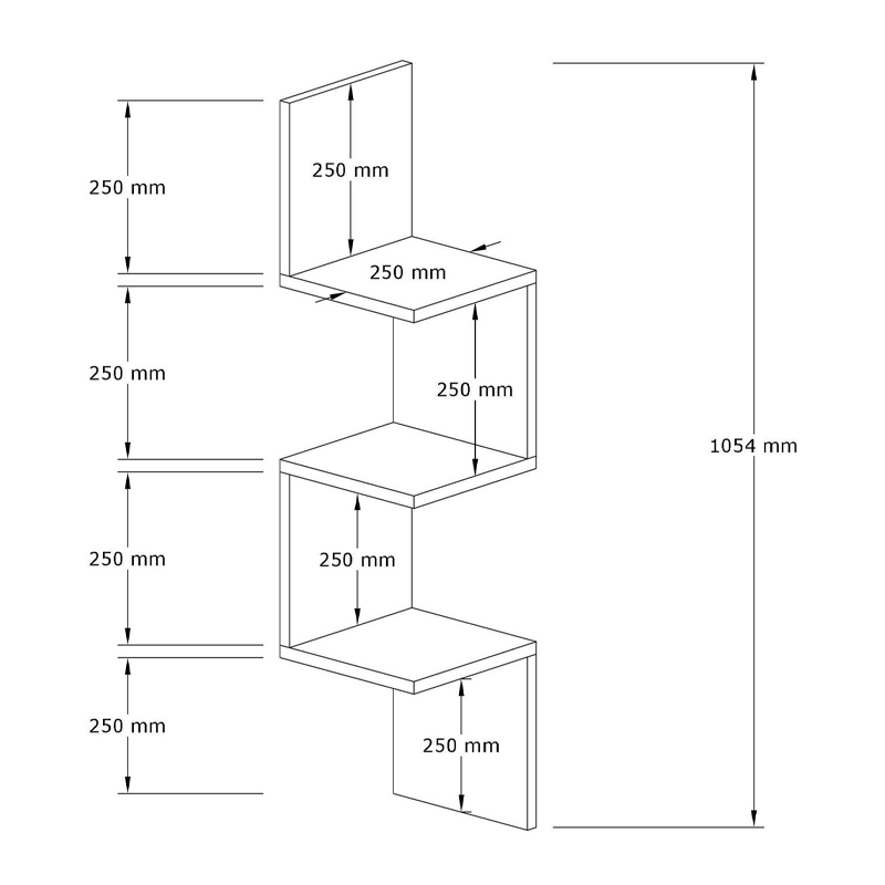 Zikzak Megapap melamine wall shelf in anthracite color 25x25x105.4cm.