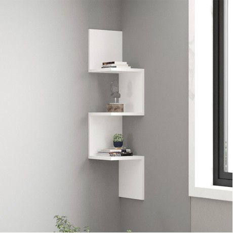 Ραφιέρα τοίχου γωνιακή Zikzak Megapap χρώμα λευκό 25x25x105,4εκ.