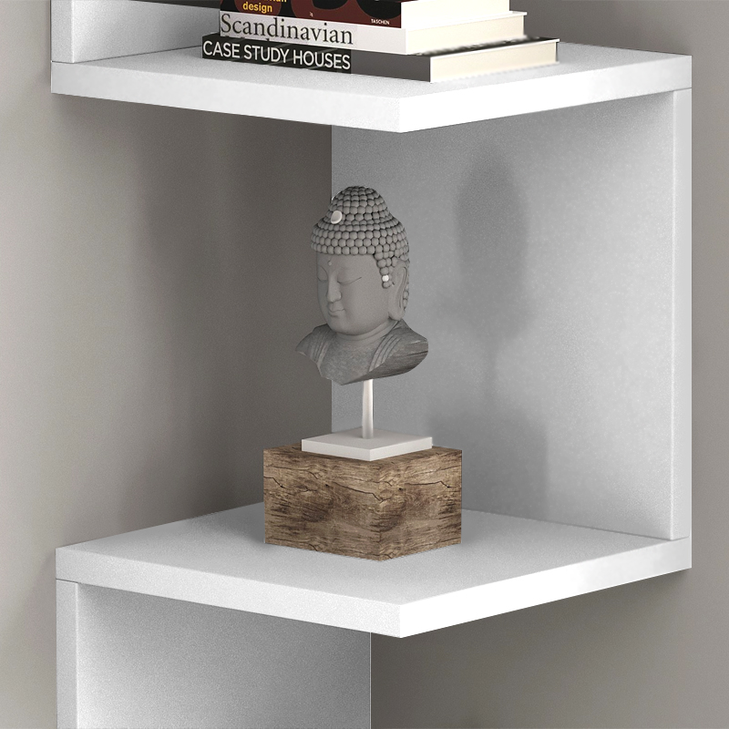 Zikzak Megapap melamine wall shelf in white color 25x25x105.4cm.
