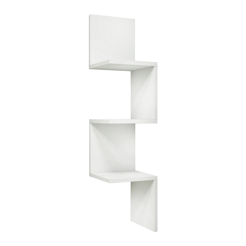Zikzak Megapap melamine wall shelf in white color 25x25x105.4cm.