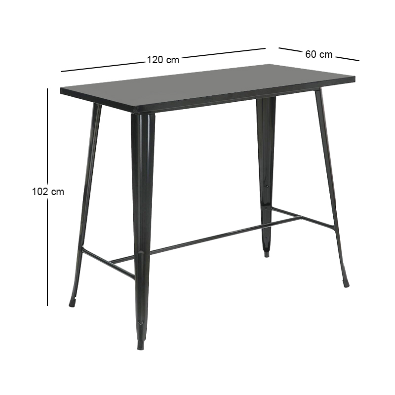 RELIX Τραπέζι Bar-Pro, Μέταλλο Βαφή Μαύρο 120x60x102cm