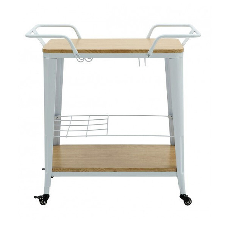 RELIX Trolley Bar-Pro Μέταλλο Βαφή Άσπρο, MDF Απόχρωση Φυσικό 86x51x86cm