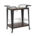 RELIX Trolley Bar-Pro Μέταλλο Βαφή Μαύρο, MDF Απόχρωση Καρυδί 86x51x86cm