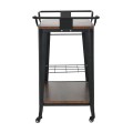 RELIX Trolley Bar-Pro Μέταλλο Βαφή Μαύρο, MDF Απόχρωση Καρυδί 86x51x86cm