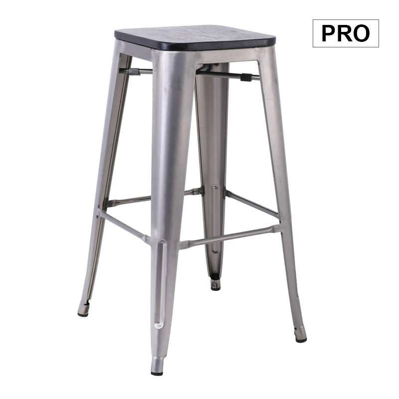 RELIX Wood Black Bar Stool-Pro Matte Metal