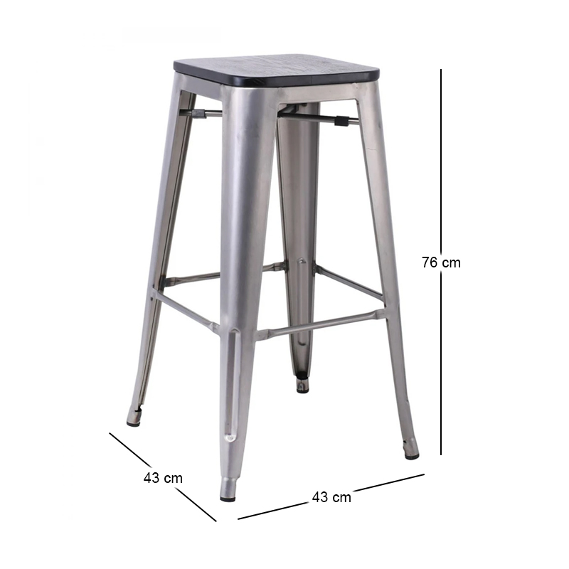 RELIX Wood Black Bar Stool-Pro Matte Metal